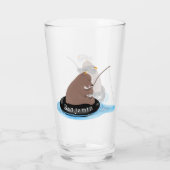 Afbeelding van de Cute beer cub Fishing cartoon Glas (Achterkant)