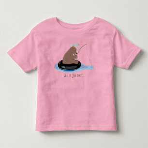Afbeelding van de Cute beer cub Fishing cartoon Kinder Shirts