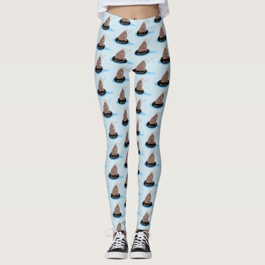 Afbeelding van de Cute beer cub Fishing cartoon Leggings (Voorkant)