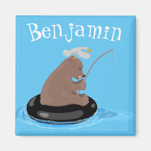 Afbeelding van de Cute beer cub Fishing cartoon Magneet