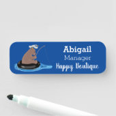 Afbeelding van de Cute beer cub Fishing cartoon Naamplaatje (In situ)