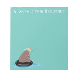 Afbeelding van de Cute beer cub Fishing cartoon Notitieblok
