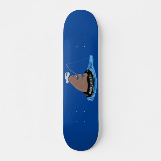 Afbeelding van de Cute beer cub Fishing cartoon Persoonlijk Skateboard (Voorkant)