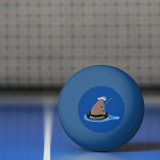 Afbeelding van de Cute beer cub Fishing cartoon Pingpongbal (Net)