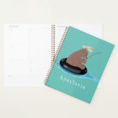 Afbeelding van de Cute beer cub Fishing cartoon Planner (Display)