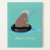 Afbeelding van de Cute beer cub Fishing cartoon Planner (Achterkant)