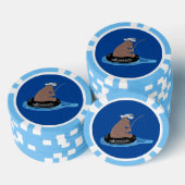 Afbeelding van de Cute beer cub Fishing cartoon Poker Chips (Opstapeling)