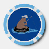 Afbeelding van de Cute beer cub Fishing cartoon Poker Chips (Achterkant)