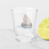 Afbeelding van de Cute beer cub Fishing cartoon Shot Glas (Achterkant)