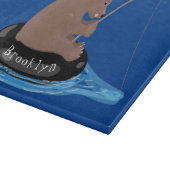 Afbeelding van de Cute beer cub Fishing cartoon Snijplank (Hoek)