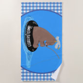 Afbeelding van de Cute beer cub Fishing cartoon Strandlaken (Voorkant)