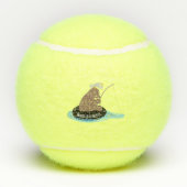 Afbeelding van de Cute beer cub Fishing cartoon Tennisballen (Achterkant)