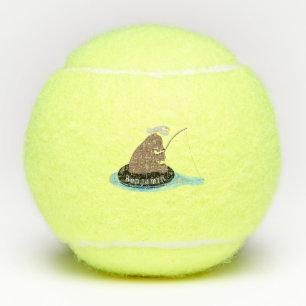 Afbeelding van de Cute beer cub Fishing cartoon Tennisballen