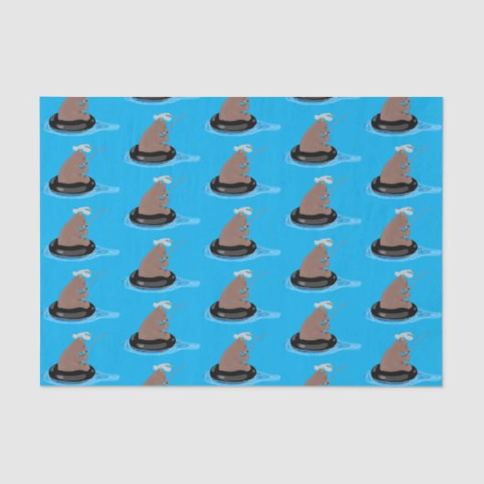 Afbeelding van de Cute beer cub Fishing cartoon Tissuepapier (Voorkant)