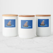 Afbeelding van de Cute beer cub Fishing cartoon Voedselcontainer Etiket (Flessen)