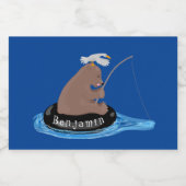 Afbeelding van de Cute beer cub Fishing cartoon Voedselcontainer Etiket (Enkel label)