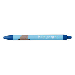 Afbeelding van de Cute beer cub Fishing cartoon Zwarte Inkt Pen