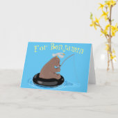 Afbeelding van de Cute beer Fishing cartoon Kaart (Gele Bloem)