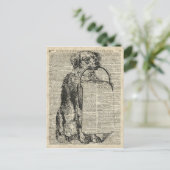  afbeelding van de Dog Stencil op de oude boekpagi Briefkaart (Staand voorkant)