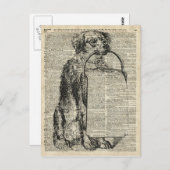  afbeelding van de Dog Stencil op de oude boekpagi Briefkaart (Voorkant / Achterkant)