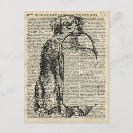  afbeelding van de Dog Stencil op de oude boekpagi Briefkaart (Voorkant)