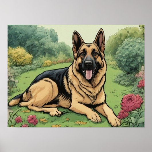 Afbeelding van de Duitse herder Poster (Voorkant)