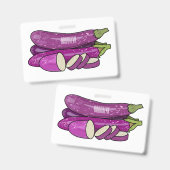 Afbeelding van de eierplant-cartoon badge (Voor- en achterkant)