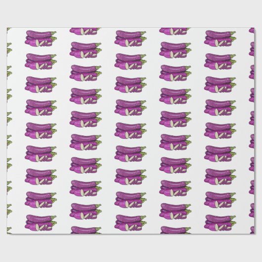 Afbeelding van de eierplant-cartoon cadeaupapier (Vlak)