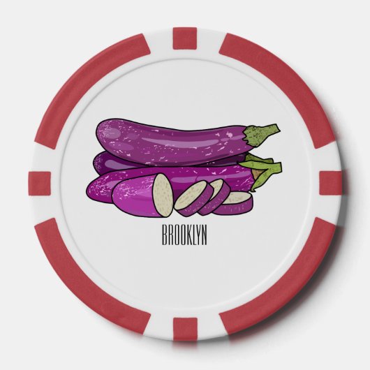Afbeelding van de eierplant-cartoon poker chips (Voorkant)