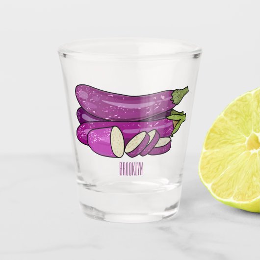Afbeelding van de eierplant-cartoon shot glas (Voorkant)