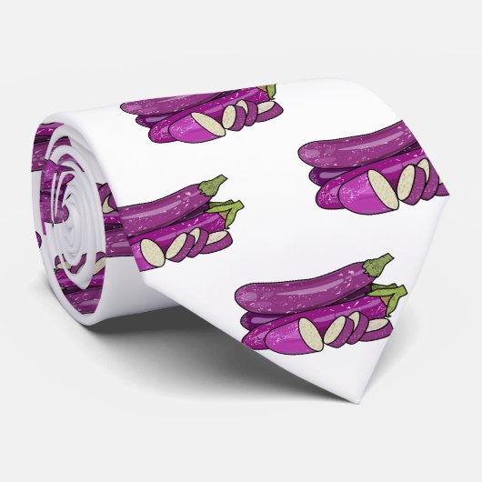 Afbeelding van de eierplant-cartoon stropdas (Opgerold)