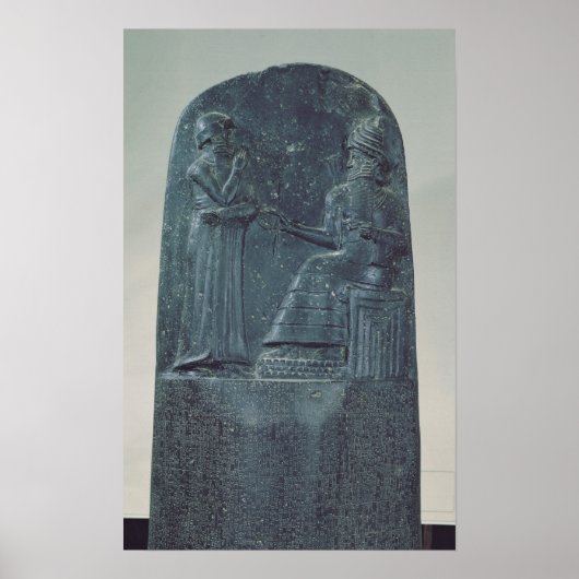 Afbeelding van de godshamash die wetten dicteert poster (Voorkant)