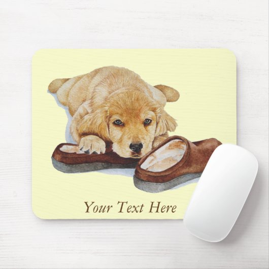 afbeelding van de gouden retiever puppy dog muismat (Met muis)