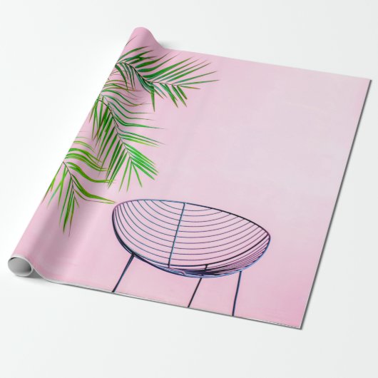 Afbeelding van de groene en zwarte palmboom cadeaupapier (Uitgerold)