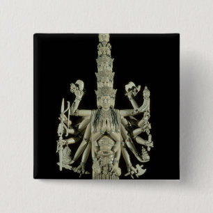 Afbeelding van de Hindu Goddess Kali Vierkante Button 5,1 Cm