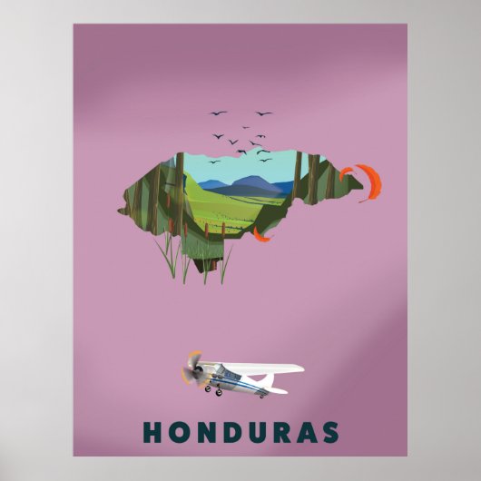 Afbeelding van de kaartreisposter Honduras Poster (Voorkant)