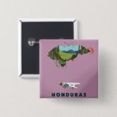 Afbeelding van de kaartreisposter Honduras Vierkante Button 5,1 Cm (Voorkant /achterkant)