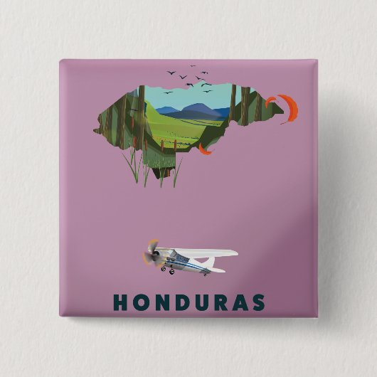Afbeelding van de kaartreisposter Honduras Vierkante Button 5,1 Cm (Voorkant)