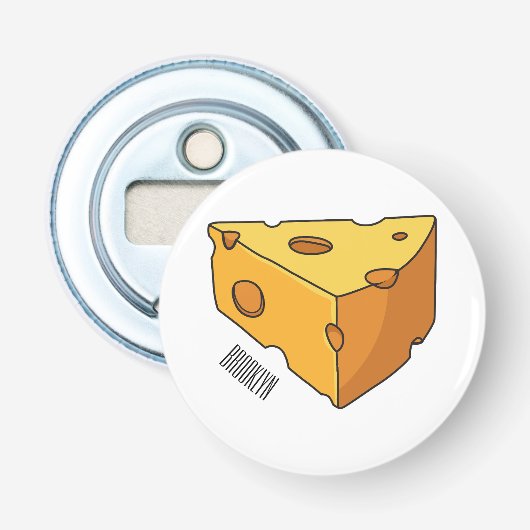 Afbeelding van de kaascartoon button flesopener (Voorkant)