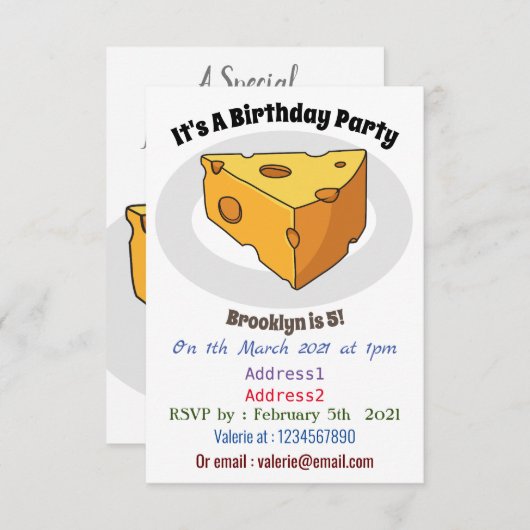 Afbeelding van de kaascartoon kaart (Voorkant / Achterkant)