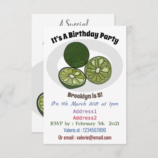 Afbeelding van de Kaffir-limoen Kaart (Voorkant / Achterkant)