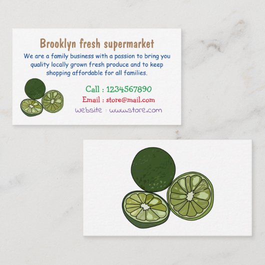 Afbeelding van de Kaffir-limoen Visitekaartje (Voorkant / Achterkant)