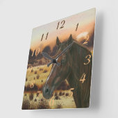 afbeelding van de kastanjebruin, paardenplein vierkante klok (Hoek)