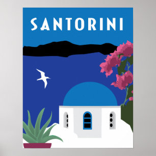 Afbeelding van de klassieke reisstijl van Santorin Poster