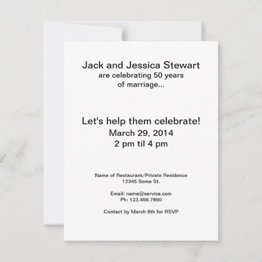 Afbeelding van de man en vrouw Jubileum Kaart (Achterkant)