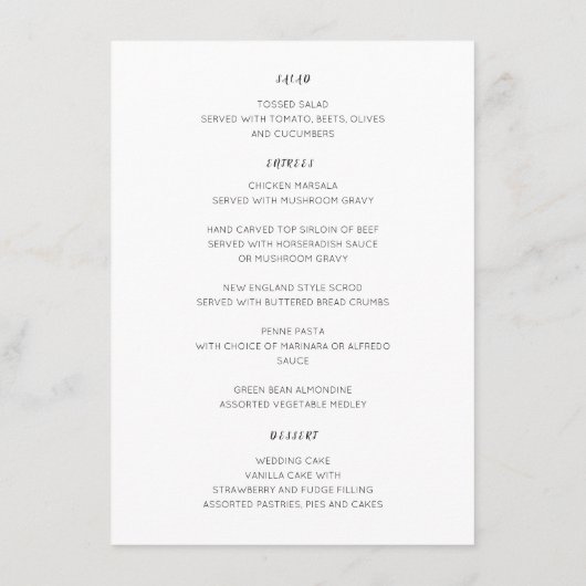 Afbeelding van de Mode Groom en Bride Menu (Achterkant)