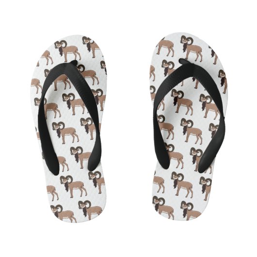 Afbeelding van de Mouflon-geit Kinder Teenslippers (Voetbed)