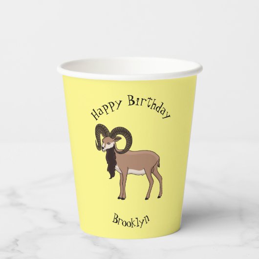 Afbeelding van de Mouflon-geit Papieren Bekers (Achterkant)