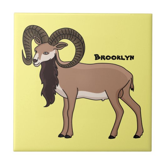 Afbeelding van de Mouflon-geit Tegeltje (Voorkant)