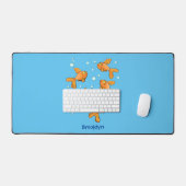 Afbeelding van de oranje goudvis-cartoon bureaumat (Keyboard & Muis)